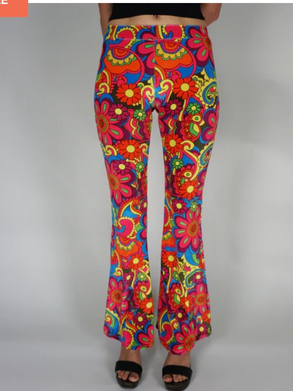 Flare Street Velvet Juniper Flare Pants Lovadelic Rainbow Flower Power NEW M 70s - Picture 3 of 9